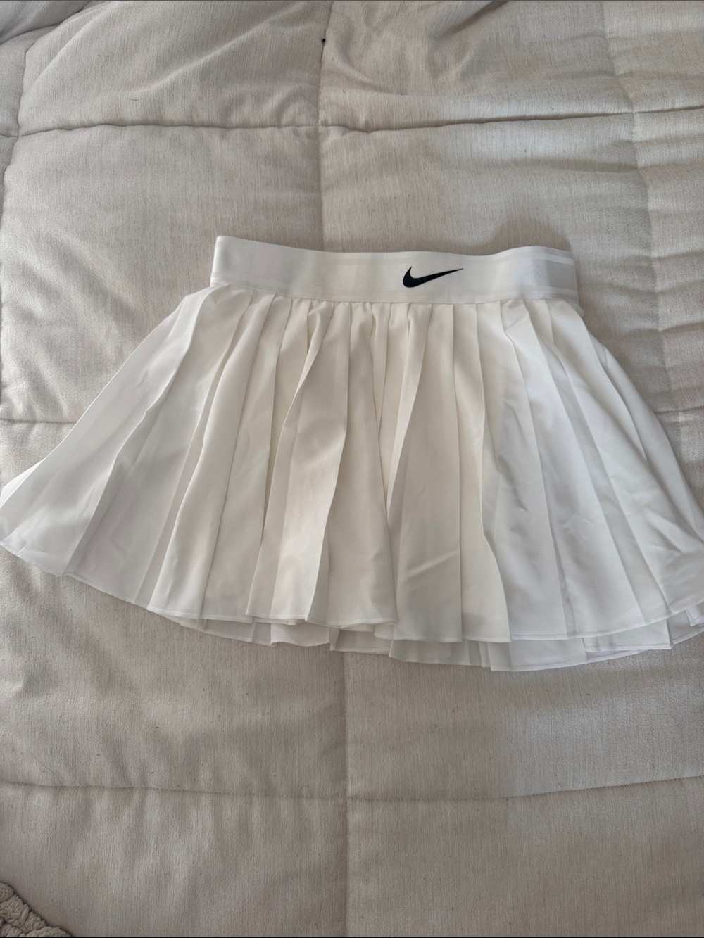Nike White Pleated Skater Tennis Skirt with Black Swoosh